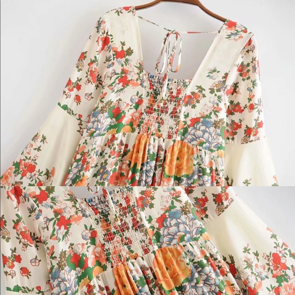 The Elle Boho Bloom Shift Dress w/Bell Sleeves - Picture 12 of 13